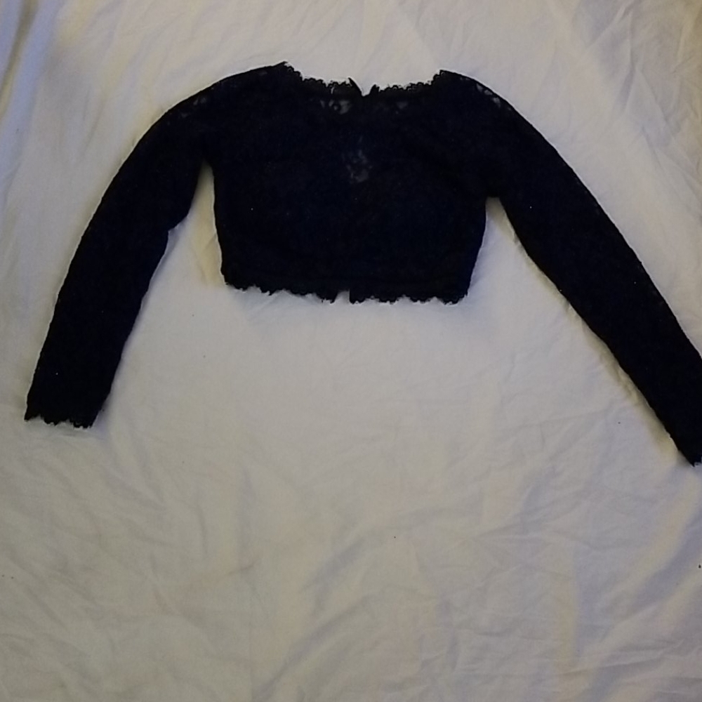 Blue lace crop top